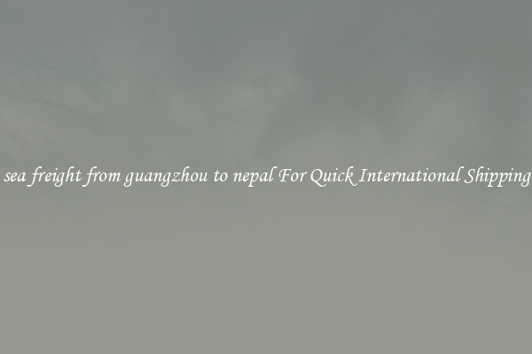 sea freight from guangzhou to nepal For Quick International Shipping