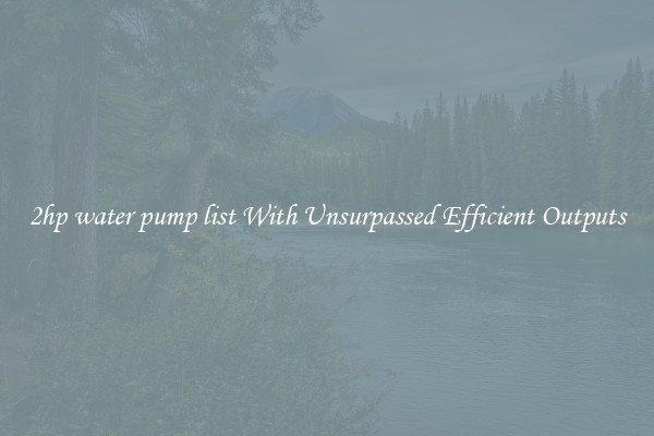 2hp water pump list With Unsurpassed Efficient Outputs